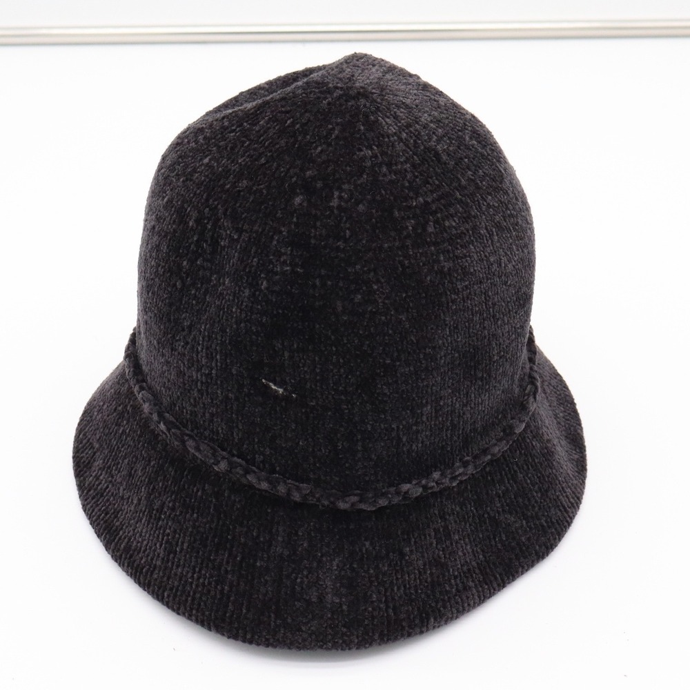 Apt. 9 Cloche Hat Womens OS Knitted Chenille Black Braided Trim New